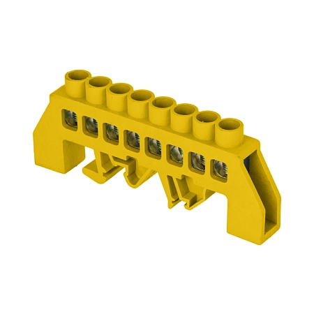 Шина "0" РЕ (8х12мм) 8 отверстий латунь желтый нейлоновый корпус комбинированный EKF PROxima sn0-125-8-dpe