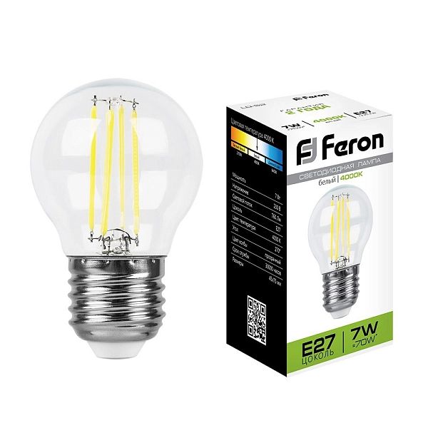 Лампа светодиод. LED 7W 4000К 760Лм Е27 30т.ч. G45 (74х45) (аналог 60W) шар LB-52 25877 Лампа светодиод. LED 7W 4000К 760Лм Е27 30т.ч. G45 (74х45) (аналог 60W) шар LB-52 25877 в каталоге ЮгКабель