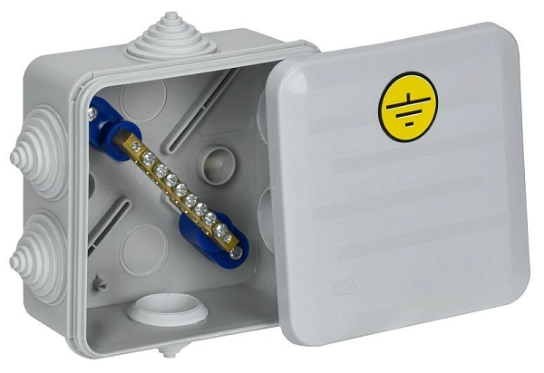 Коробка уравнивания потенциалов КУП 100х100х50 с 6 вводами IP44 (серый) КМ41361 UKO21-100-100-050-K41-55U в каталоге ЮгКабель