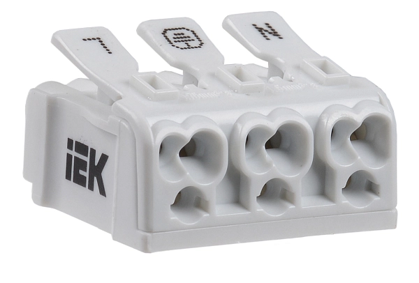 Клеммный соединитель 3х2,5 (без пасты) КСП3-L N PE для фазных проводников IEK UKZ-B06-3P-F0-E0-10 в каталоге ЮгКабель