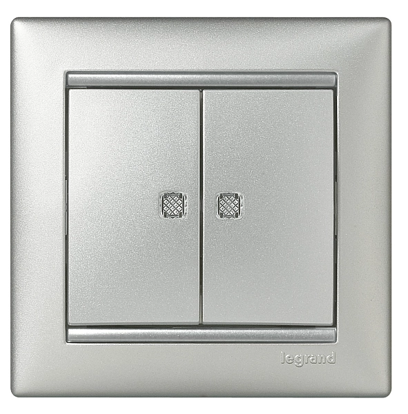 Переключатель СП 2-м с подсв. механизм (Алюм) Valena  770212 в каталоге ЮгКабель