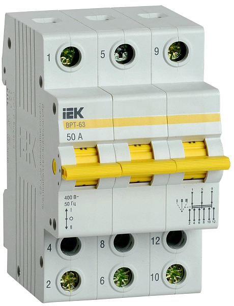 Переключатель 3P 50А  3 положения ВРТ-63 MPR10-3-050 в каталоге ЮгКабель