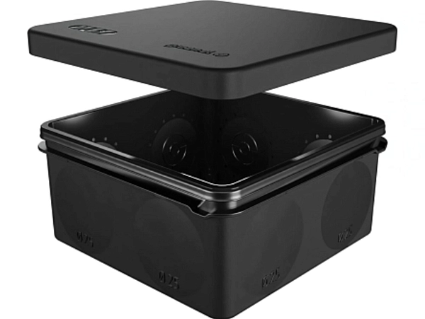 Коробка монтажная ОП  80х80х40 (HF) для прямого монтажа двухкомп безгалог, IP67, 8ввод,черная GE42435-05 в каталоге ЮгКабель