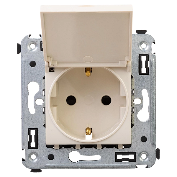 Розетка с крышкой в стену, 2P E, с з/ш, "Avanti", "Ванильная дымка" 4405013 в каталоге ЮгКабель