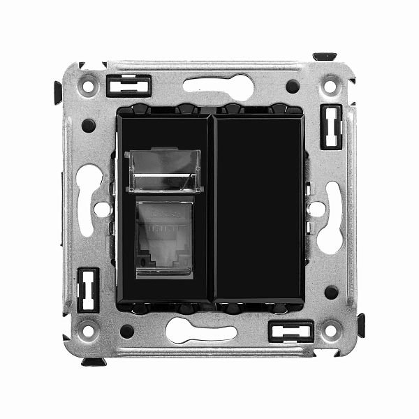 Розетка компьютерная RJ-45 в стену, кат.5e одинарная, "Avanti", "Черный квадрат" 4402463 в каталоге ЮгКабель