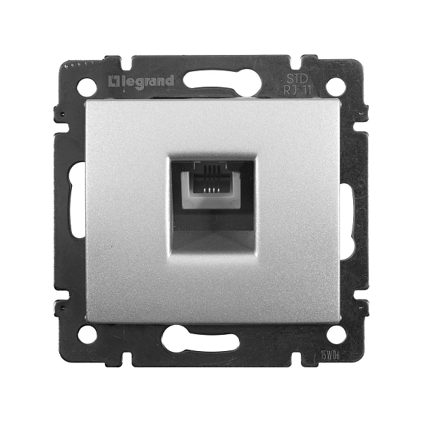 Розетка СП 1-м телефонная RJ11 (алюм.) Valena  770138 в каталоге ЮгКабель