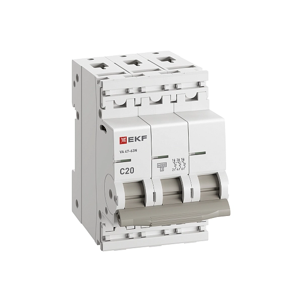 Выкл. автомат. 3Р С20А 6кА ВА 47-63N EKF PROxima M636320C - купить по низкой цене в Краснодаре | ЮгКабель в каталоге ЮгКабель