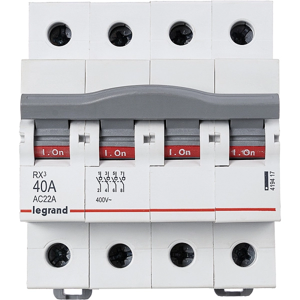 Выключатель нагрузки (мини-рубильник) 4Р 40А (RX3) 419417 Выключатель нагрузки (мини-рубильник) 4Р 40А (RX3) 419417 в каталоге ЮгКабель
