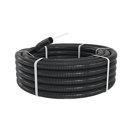 Труба ПА 6 гофр. DN29мм, ПВ-2, Dвн 28,3 мм, Dнар 34,5 мм, цвет чёрный, с протяжкой PA612935F2 - купить по низкой цене в Краснодаре | ЮгКабель