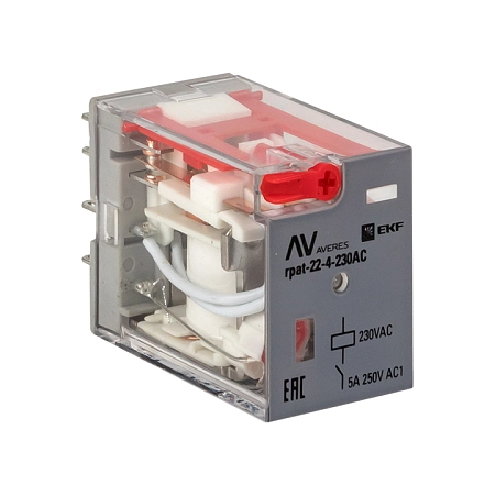 Реле промежуточное с кнопкой и мех. Индикацией RPAt 22/4 5A 230В AC EKF AVERES rpat-22-4-230AC - купить по низкой цене в Краснодаре | ЮгКабель