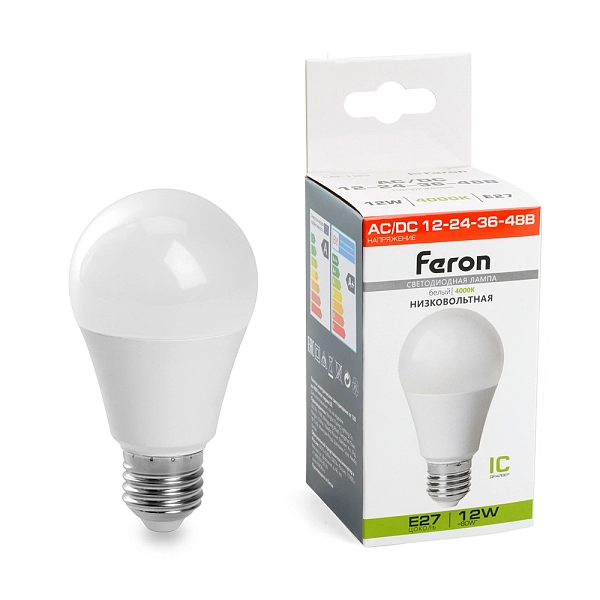 Лампа светодиод. LED 12W 4000К 1100 лм E27 30т.ч. A60 12-24-36-48V (110х60) (AC/DC) LB-193 48729 Лампа светодиод. LED 12W 4000К 1100 лм E27 30т.ч. A60 12-24-36-48V (110х60) (AC/DC) LB-193 48729 в каталоге ЮгКабель