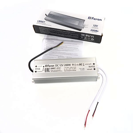 блок питания к светодиодной ленте 220/12v 200w ip67 lb007 48061 в Краснодаре - купить по низким ценам Блок питания к светодиодной ленте 220/12V 200W IP67 LB007 48061 - купить по низкой цене в Краснодаре | ЮгКабель