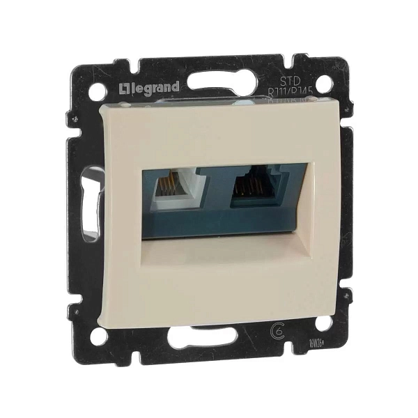 Розетка СП 2-м RJ45 RJ11 механизм (сл. кость) Valena 774180 в каталоге ЮгКабель