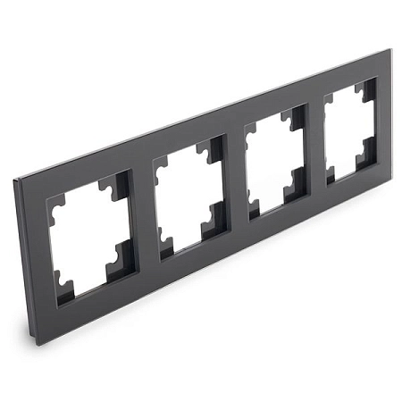 Рамка горизонтальная 4-местная, стекло серия Катрин, GFR00-7004-05, черный 39521 в наличии по выгодной цене. Краснодар. ЮГКАБЕЛЬ.