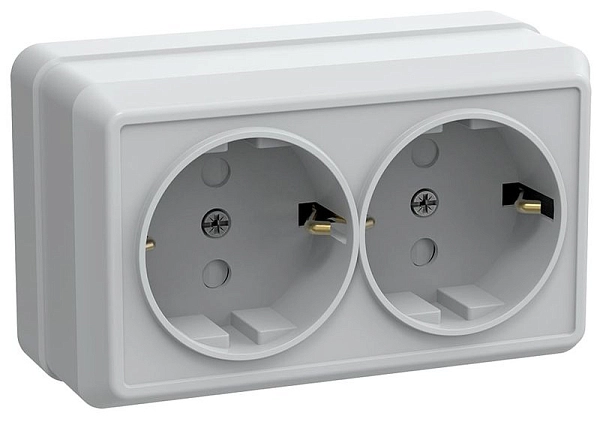 Розетка ОП 2-м с з/к с з/ш (белый) Октава ERO24-K01-16-DC Розетка ОП 2-м с з/к с з/ш (белый) Октава ERO24-K01-16-DC в каталоге ЮгКабель