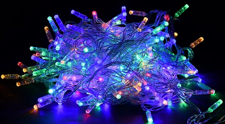 Гирлянда нить 10м 100 светодиодов RGB IP44 пр. шнур 230В кон. 8 IEK LGDU111-3-100-10-T-S-44