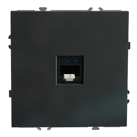 Розетка СП 1-м компьютерная RJ45 UTP механизм (черный уголь) soft touch Эмили RST00-5117-05 49847