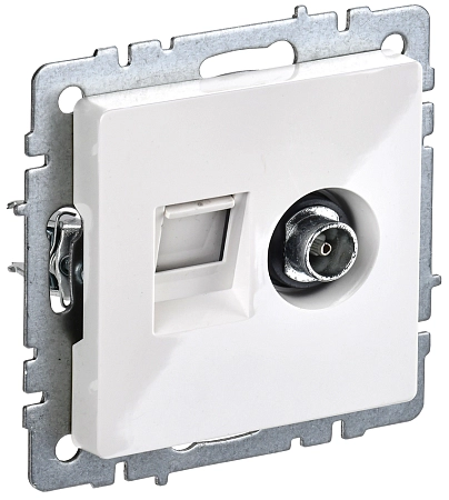 BRITE Роз. двойная TV RJ45 кат.5E РТВ/РК12-БрБ бел. IEK BR-AK20-1-K01