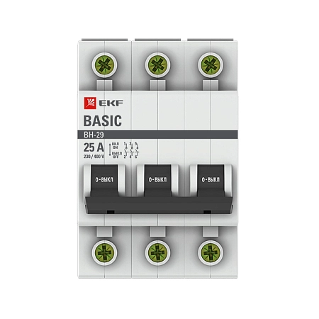 Выключатель нагрузки (мини-рубильник) 3P 25А ВН-29 EKF Basic SL29-3-25-bas - купить по низкой цене в Краснодаре | ЮгКабель