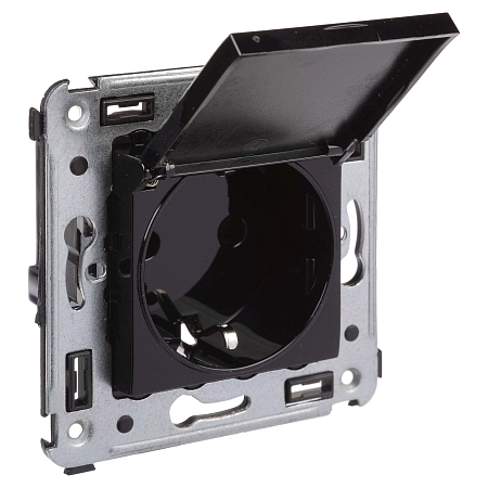 Розетка с крышкой в стену, 2P E, "Avanti", "Черный квадрат" 4402013 в наличии по выгодной цене. Краснодар. ЮГКАБЕЛЬ.