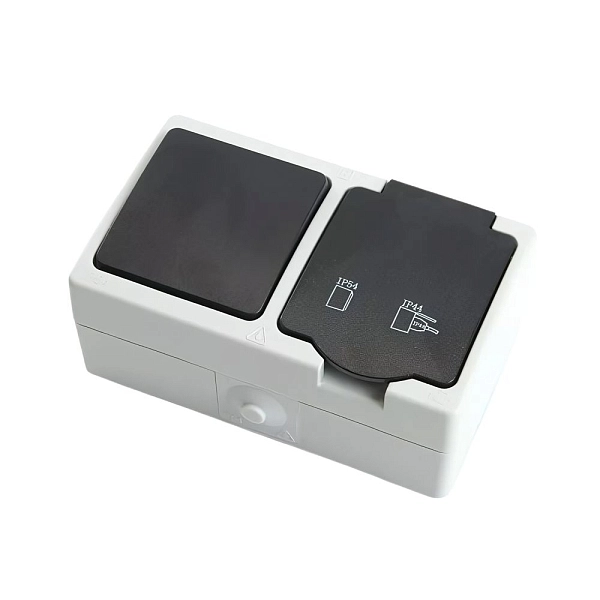 Блок (Выключатель 1кл   Розетка с з/к с крышкой) IP54 (серый/графит) Велена/STEKKER 32759 Блок (Выключатель 1кл   Розетка с з/к с крышкой) IP54 (серый/графит) Велена/STEKKER 32759 в каталоге ЮгКабель