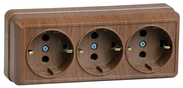 Розетка ОП 3-м с з/к (дуб) Октава ERO31-K04-16-DC Розетка ОП 3-м с з/к (дуб) Октава ERO31-K04-16-DC в каталоге ЮгКабель