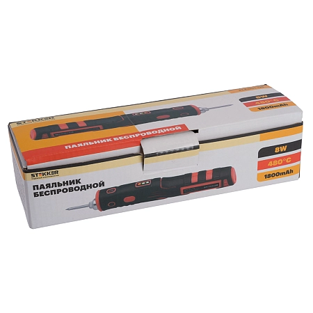 Паяльник беспроводной 8W, нихромовый нагреватель, 1800 mAh, 5В, красный/черный, PLE801-08 STEKKER 50098 - купить по низкой цене в Краснодаре | ЮгКабель