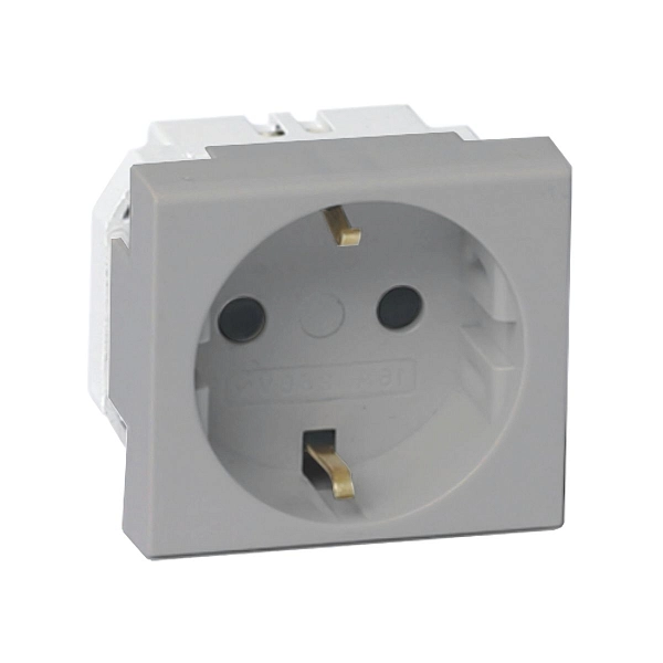 Розетка 2П 3 16А 250В серая (для ДКС) 45025 в каталоге ЮгКабель