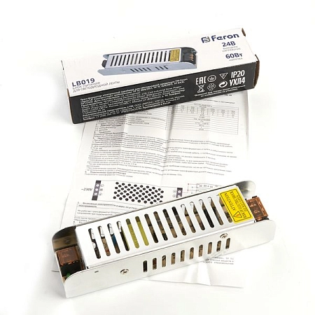 блок питания к светодиодной ленте 220/24v  60w ip20 lb019 (160х32х40) 48046 в Краснодаре - купить по низким ценам Блок питания к светодиодной ленте 220/24V  60W IP20 LB019 (160х32х40) 48046 - купить по низкой цене в Краснодаре | ЮгКабель