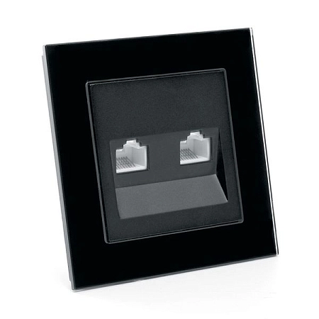Розетка компьютерная 2-местная RJ-45, серия Катрин, GLS00-7006-05, черный в сборе 39509 в наличии по выгодной цене. Краснодар. ЮГКАБЕЛЬ.