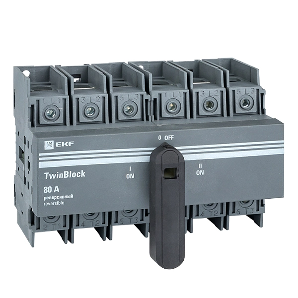 Рубильник    80A 3P реверсивный c рукояткой для прямой установки TwinBlock EKF tb-s-80-3p-rev в каталоге ЮгКабель