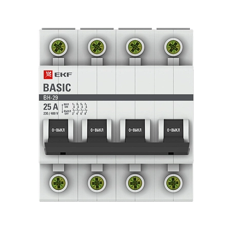 Выключатель нагрузки (мини-рубильник) 4P 25А ВН-29 EKF Basic SL29-4-25-bas - купить по низкой цене в Краснодаре | ЮгКабель
