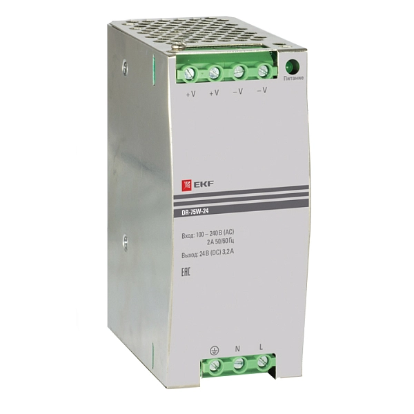 Блок питания 24В DR-75W-24 EKF PROxima dr-75w-24 в каталоге ЮгКабель