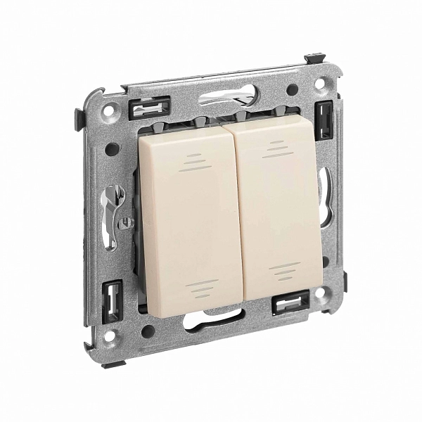 Переключатель двухклавишный в стену, "Avanti", "Ванильная дымка" 4405114 в каталоге ЮгКабель