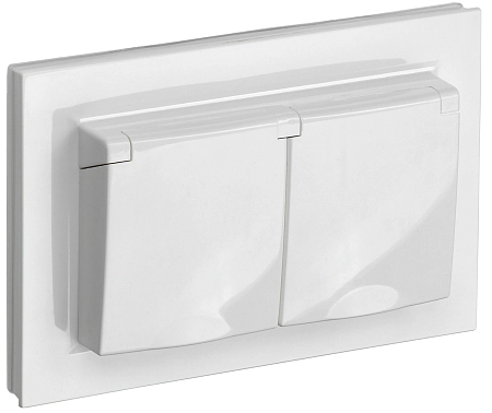 BRITE Роз. 2-я с кр. 16А в сб IP44 РСбш12-3-44-БрБ бел. IEK BR-R26-16-44-K01-F