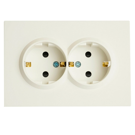 Розетка СП 2-м с з/к с шторк. (белый фарфор) soft touch Эмили RST16-5114-01 49882