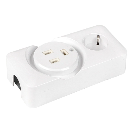 Розетка двойная (РШ/евро) 32А/16A 250В 2P PE бел. EKF AS-250-32/16-O в наличии по выгодной цене. Краснодар. ЮГКАБЕЛЬ.