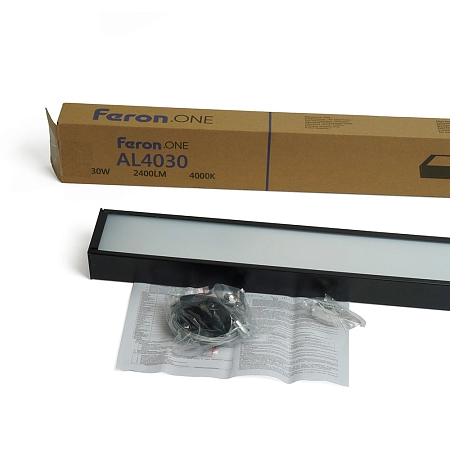 Светильник светодиодный 30W 4000K 2400Лм IP20 170-265V AL4030 (1200х70х35) сталь черн опал 48534 - купить по низкой цене в Краснодаре | ЮгКабель