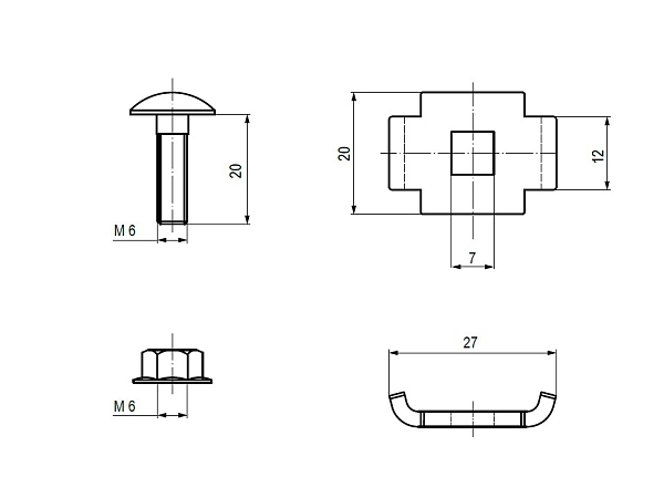 Винтовой соед. компл. двойной 6x20 (Винт М6 гайка) (50 шт) vckd6x20 Винтовой соед. компл. двойной 6x20 (Винт М6 гайка) (50 шт) vckd6x20 в каталоге ЮгКабель