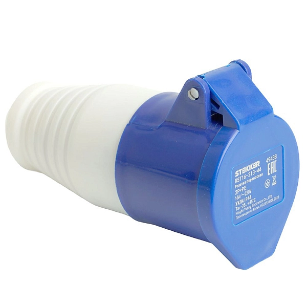 Розетка силовая 1-ф., 16А, 220В, IP44 (3-п) переносная, ST-213, RST16-213-44 Stekker 49438 в каталоге ЮгКабель