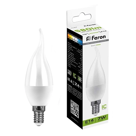 лампа светодиод. led   7w 4000к 580лм е14 30т.ч. c35 (124х37) (аналог 70w) свеча на ветру lb-97 ic 25761 в Краснодаре - купить по низким ценам Лампа светодиод. LED   7W 4000К 580Лм Е14 30т.ч. C35 (124х37) (аналог 70W) свеча на ветру LB-97 IC 25761 - купить по низкой цене в Краснодаре | ЮгКабель