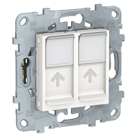 UNICA NEW РОЗЕТКА компьютерная, RJ45, двойная, кат. 5е UTP, БЕЛЫЙ NU542018