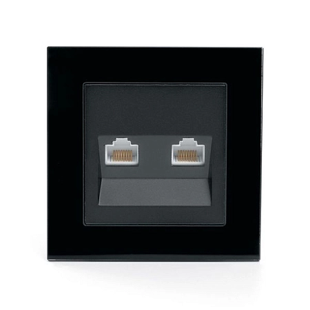 Розетка компьютерная 2-местная RJ-45, серия Катрин, GLS00-7006-05, черный в сборе 39509 в наличии по выгодной цене. Краснодар. ЮГКАБЕЛЬ.