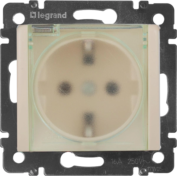 Розетка СП 1-м c з/к с шторк. с крышкой IP44 механизм (сл. кость) Valena 774120 в каталоге ЮгКабель