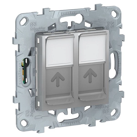 UNICA NEW РОЗЕТКА компьютерная, RJ45, двойная, кат. 5е UTP, АЛЮМИНИЙ NU542030
