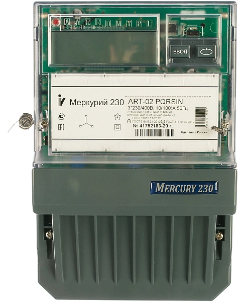 Счетчик 3-ф акт/реакт.эн. (10-100А) 3х220/380В, 4Т, 1.0/2.0, ЖКИ, RS485, журнал, пломба Меркурий 230 АRT-02 PQRSIN в каталоге ЮгКабель