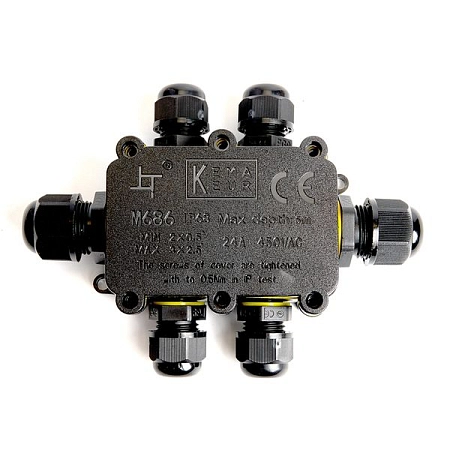 Коробка разветвительная водонепрониц. вых. IP68 с 4-конт. коннектором 450V 140х100х36 черный LD526 49124 - купить по низкой цене в Краснодаре | ЮгКабель