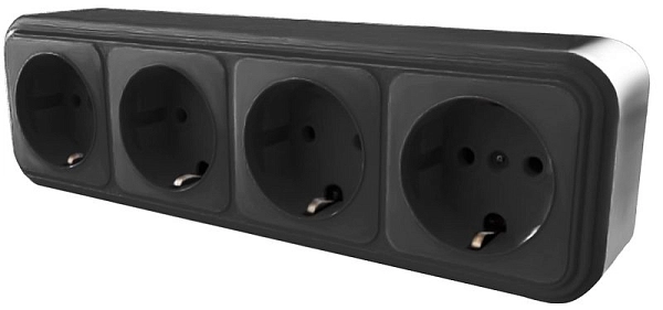 Розетка ОП 4-м с з/к (черный) RA 16-466-Ч Брест 39704 Розетка ОП 4-м с з/к (черный) RA 16-466-Ч Брест 39704 в каталоге ЮгКабель