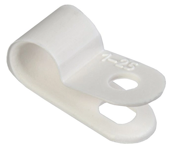 Скоба крепежная d6мм нейлоновая белая (50шт) USK11-06-050-K01 в каталоге ЮгКабель