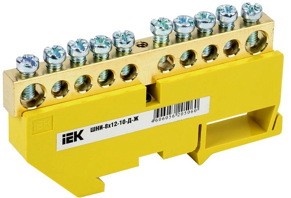 Шина "PE" заземления на DIN-изол (10 групп) ШНИ-8х12-10-Д-Ж (желтый) YNN10-812-10D-K05 Шина "PE" заземления на DIN-изол (10 групп) ШНИ-8х12-10-Д-Ж (желтый) YNN10-812-10D-K05 в каталоге ЮгКабель